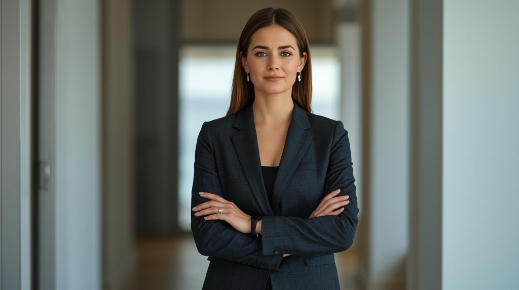 create an image of a woman on suit